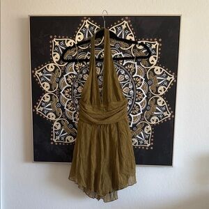 Fashion Nova Olive Halter Romper